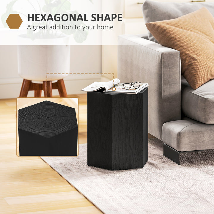 HOMCOM Hexagonal Side Table, Small End Table with 4 Adjustable Feet for Indoor, Outdoor, Black