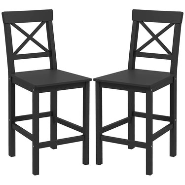 HOMCOM Counter Height Stools Set of 2, Farmhouse Bar Stools with Backs, Solid Wood Counter Stools for Kitchen Island