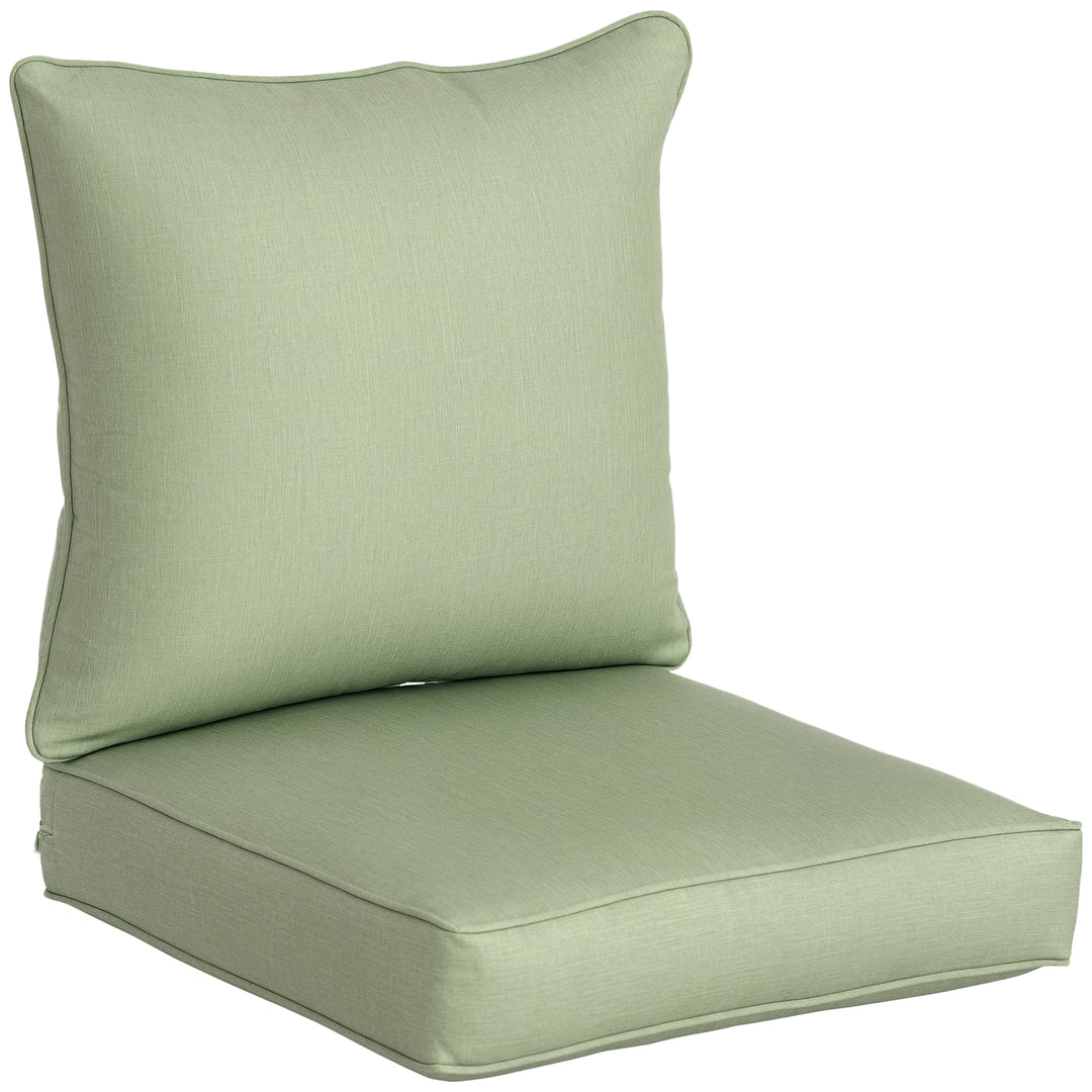 Outsunny Patio Chair Cushions, Thick Deep Seat Outdoor Seat Cushion with Back Cushion, Light Green
