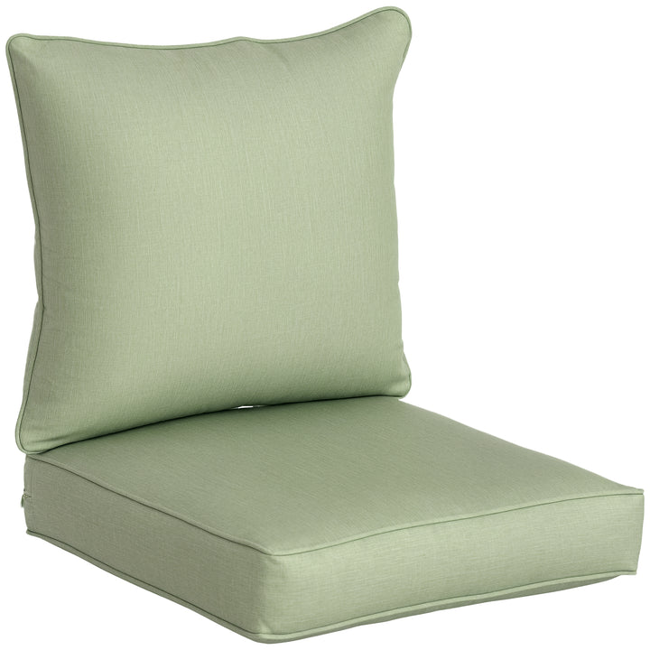 Outsunny Patio Chair Cushions, Thick Deep Seat Outdoor Seat Cushion with Back Cushion, Light Green