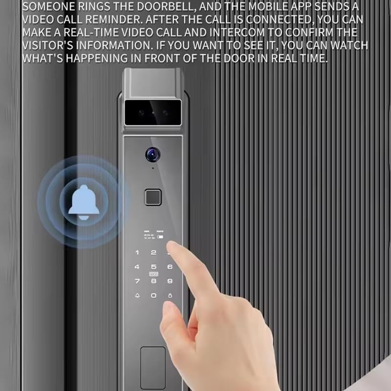 Smart Door Lock 3D Face Fingerprint Recognition Door Lock App Unlocking with Palm Prints Smart Lock Multifunctional Lock Suitable for Residential Home,Villas, Apartments
