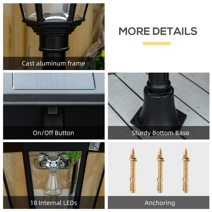 Outsunny 77" Solar Lamp Post Light Outdoor Street Lamp, Motion Activated Sensor PIR, Adjustable Brightness for Backyard, Black