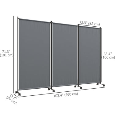 Outsunny Folding Room Divider with Castor Wheels, Rolling Privacy Screen for Patio Backyard Pool Hot Tub, 6ft Tall