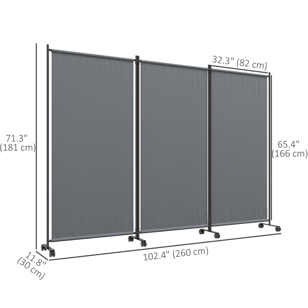 Outsunny Folding Room Divider with Castor Wheels, Rolling Privacy Screen for Patio Backyard Pool Hot Tub, 6ft Tall