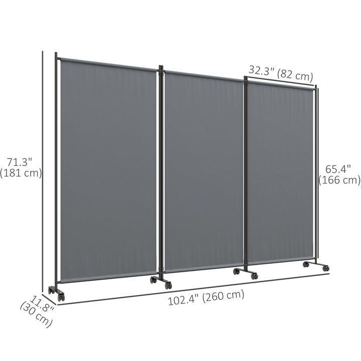 Outsunny Folding Room Divider with Castor Wheels, Rolling Privacy Screen for Patio Backyard Pool Hot Tub, 6ft Tall
