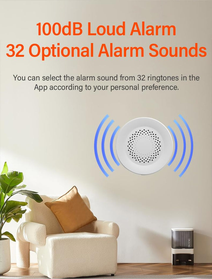 Smart Siren and Door Alarm System App Control, 90db Sounder Impact Resistant, Sound Light for House Apartment