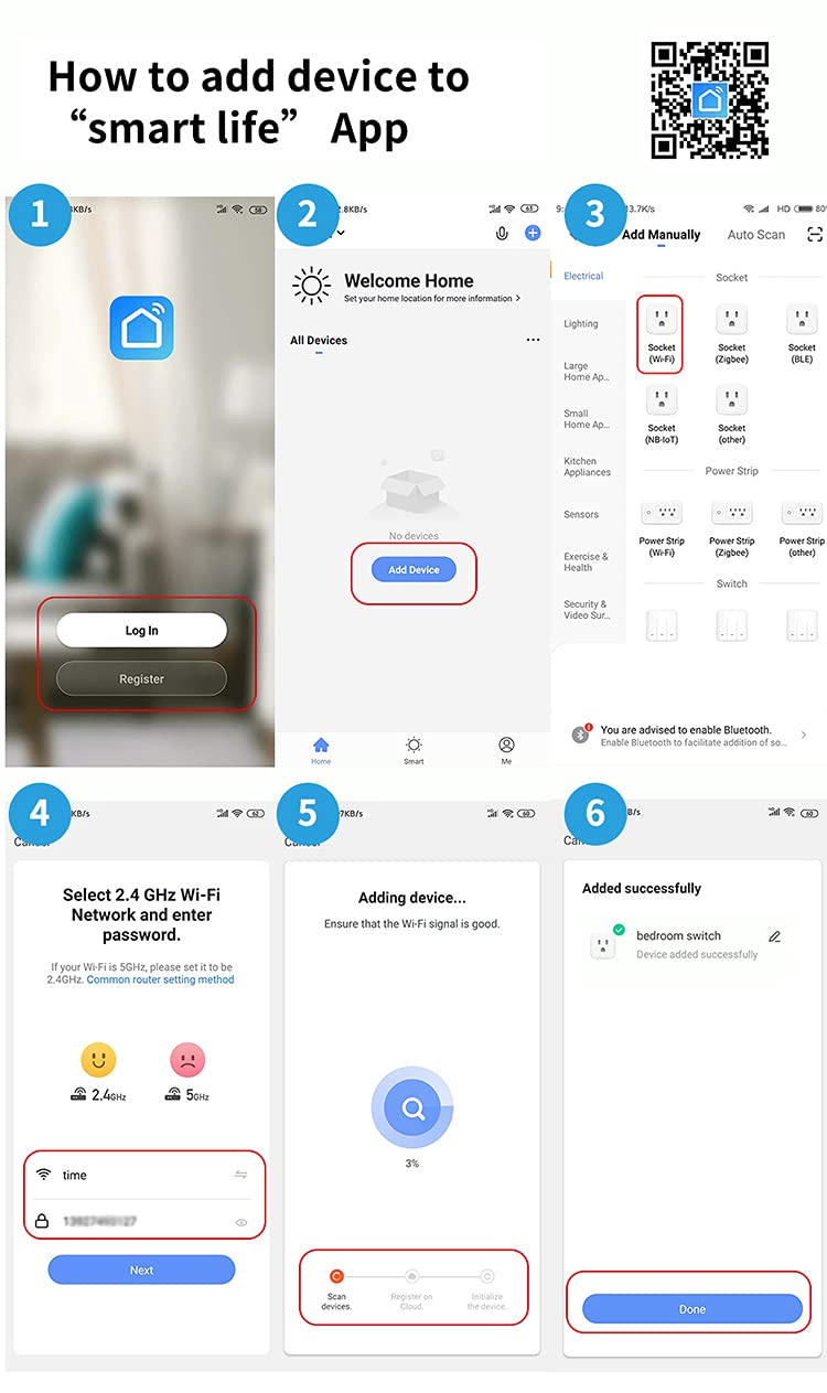 Smart Plug, Mini Wi-Fi Plug That Works with Alexa & Google Home, Compatible with SmartThings, Smart Socket with Remote Control & Timer Function, 2.4Ghz Wi-Fi Only, No Hub Required