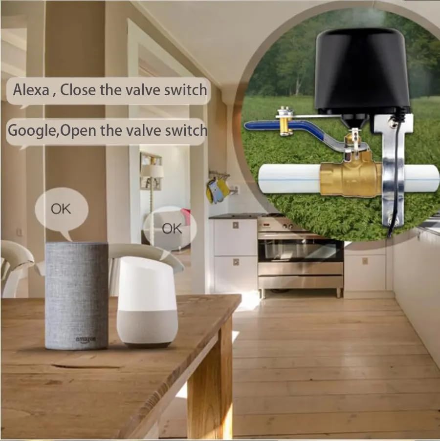 WiFi Water Valve,WiFi Smart Control Water/Gas Valve, Automatic Valve Timer, Compatible with Alexa, Google Assistant and Application Program 1 Pack