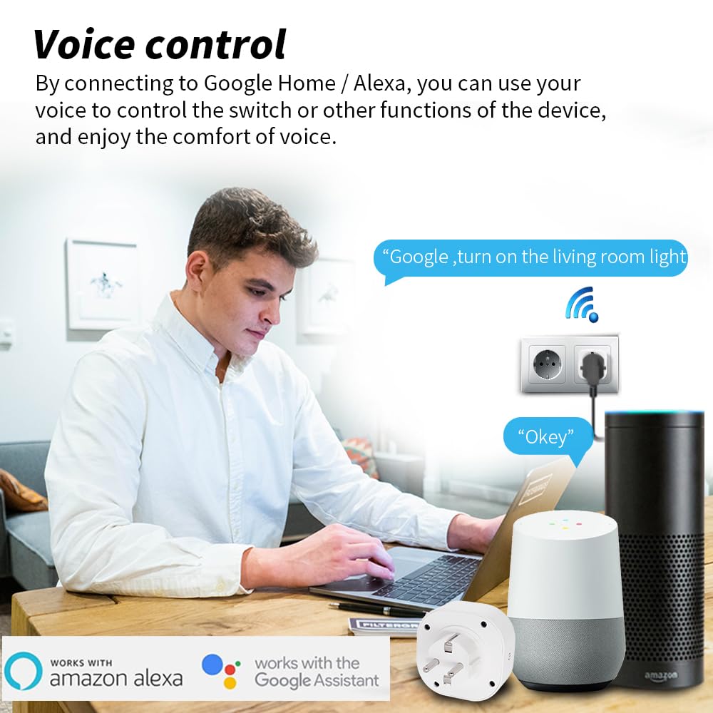 Smart Plug, Mini Wi-Fi Plug That Works with Alexa & Google Home, Compatible with SmartThings, Smart Socket with Remote Control & Timer Function, 2.4Ghz Wi-Fi Only, No Hub Required