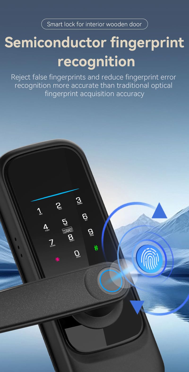 Smart Door Locks Keyless Smart Fingerprint Door Locks Touchscreen APP Remote Control Password Key Card Fingerprint Smart Fingerprint Door Handle Suitable for Entry Doors