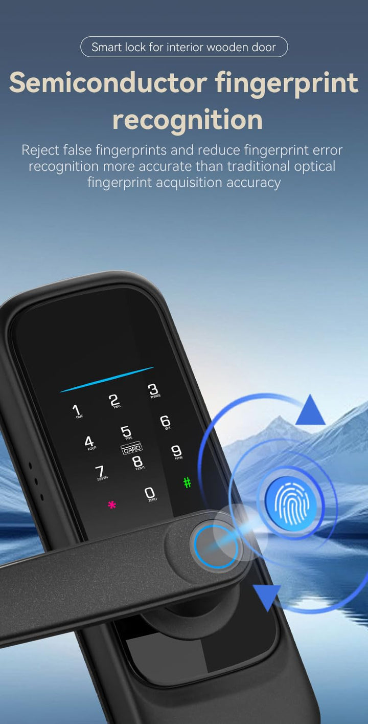 Smart Door Locks Keyless Smart Fingerprint Door Locks Touchscreen APP Remote Control Password Key Card Fingerprint Smart Fingerprint Door Handle Suitable for Entry Doors