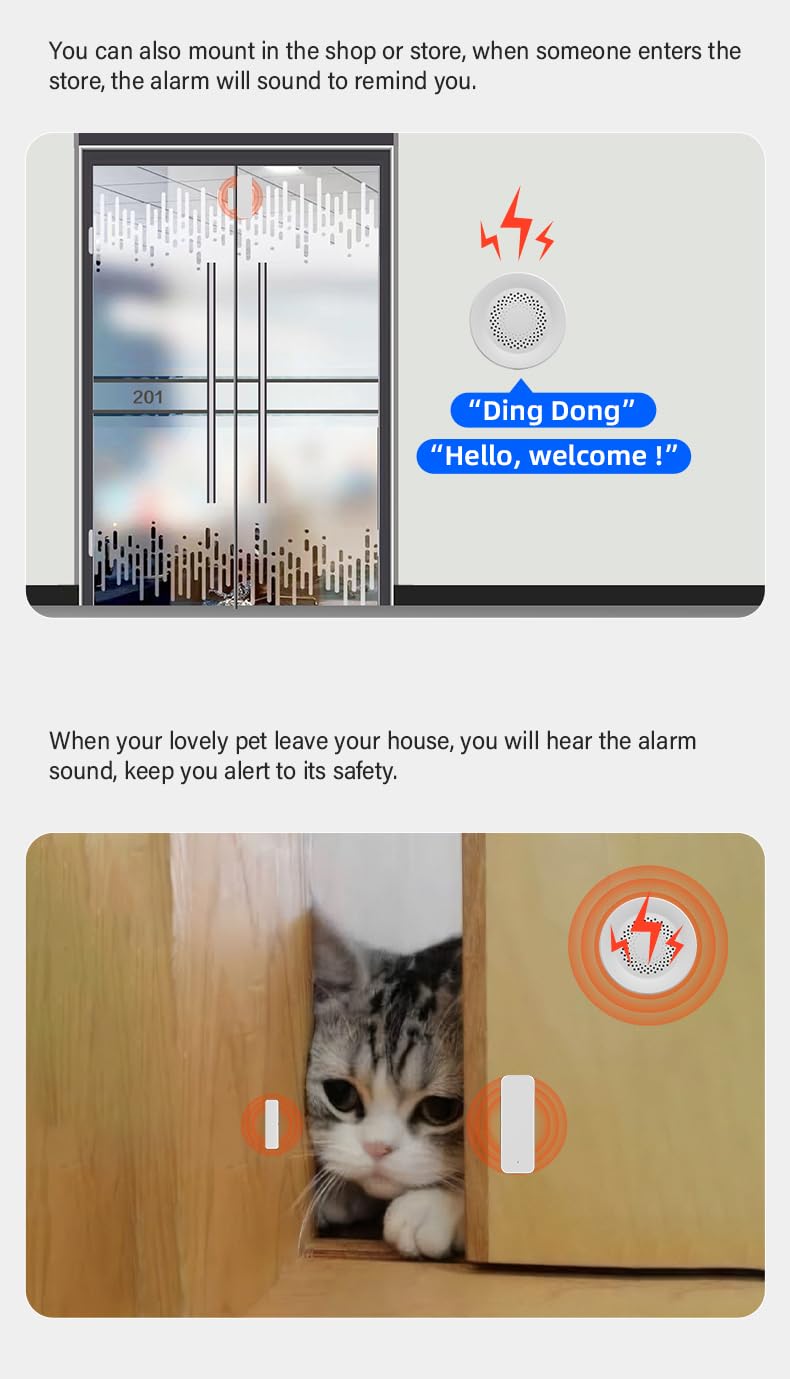 Smart Siren and Door Alarm System App Control, 90db Sounder Impact Resistant, Sound Light for House Apartment