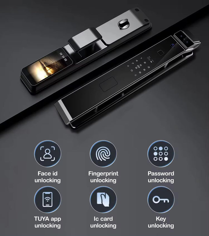 Smart Door Lock 3D Face Fingerprint Recognition Door Lock App Unlocking with Palm Prints Smart Lock Multifunctional Lock Suitable for Residential Home,Villas, Apartments
