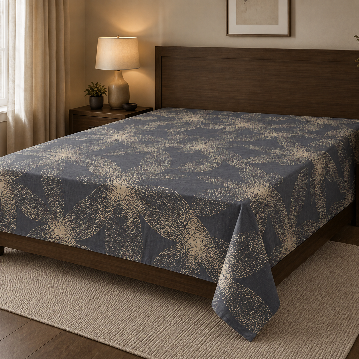Aarniva Breathable Polyester Midnight Gold Flow Comforter Set | King/Queen | 250 GSM | Ultra-Soft & Cozy | Navy Gold | 5-Piece Set