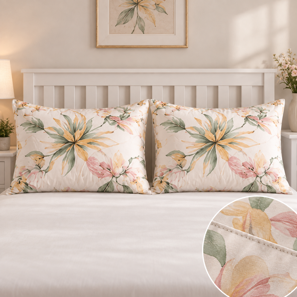 Aarniva Breathable Polyester Tropical Breeze Comforter Set | King/Queen | 250 GSM | Ultra-Soft & Cozy | Flower Leaves Design | 5-Piece Set