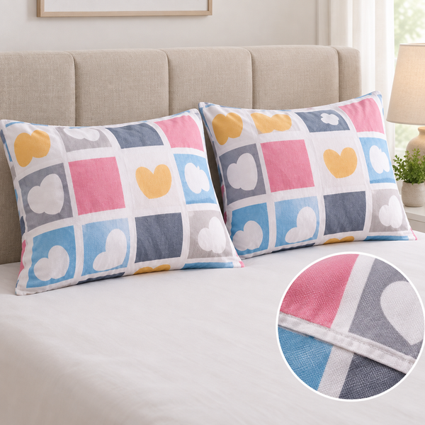 Aarniva Breathable Polyester Heart Pattern Patchwork Comforter Set | King/Queen | 250 GSM | Ultra-Soft & Cozy | Heart Design | 5-Piece Set