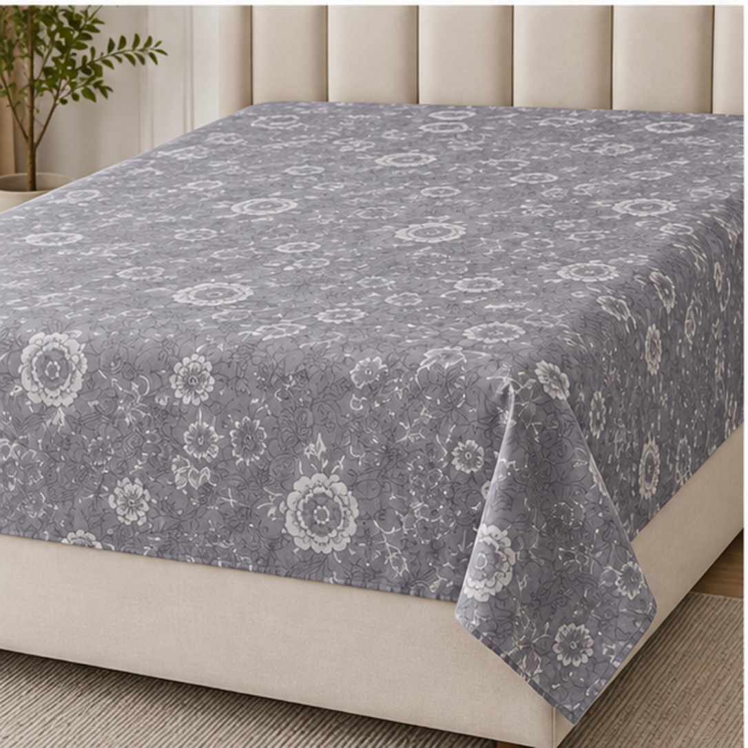 Aarniva Breathable Polyester Silver Garden Comforter Set | King/Queen | 250 GSM | Ultra-Soft & Cozy | Soft Grey | 5-Piece Set