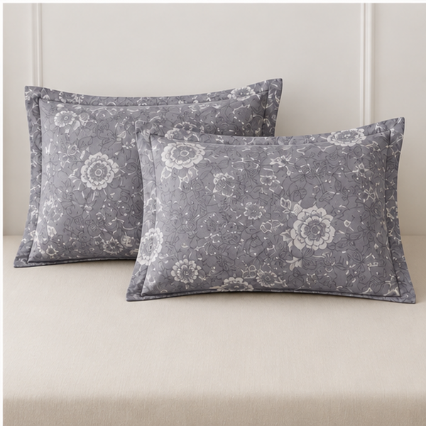 Aarniva Breathable Polyester Silver Garden Comforter Set | King/Queen | 250 GSM | Ultra-Soft & Cozy | Soft Grey | 5-Piece Set