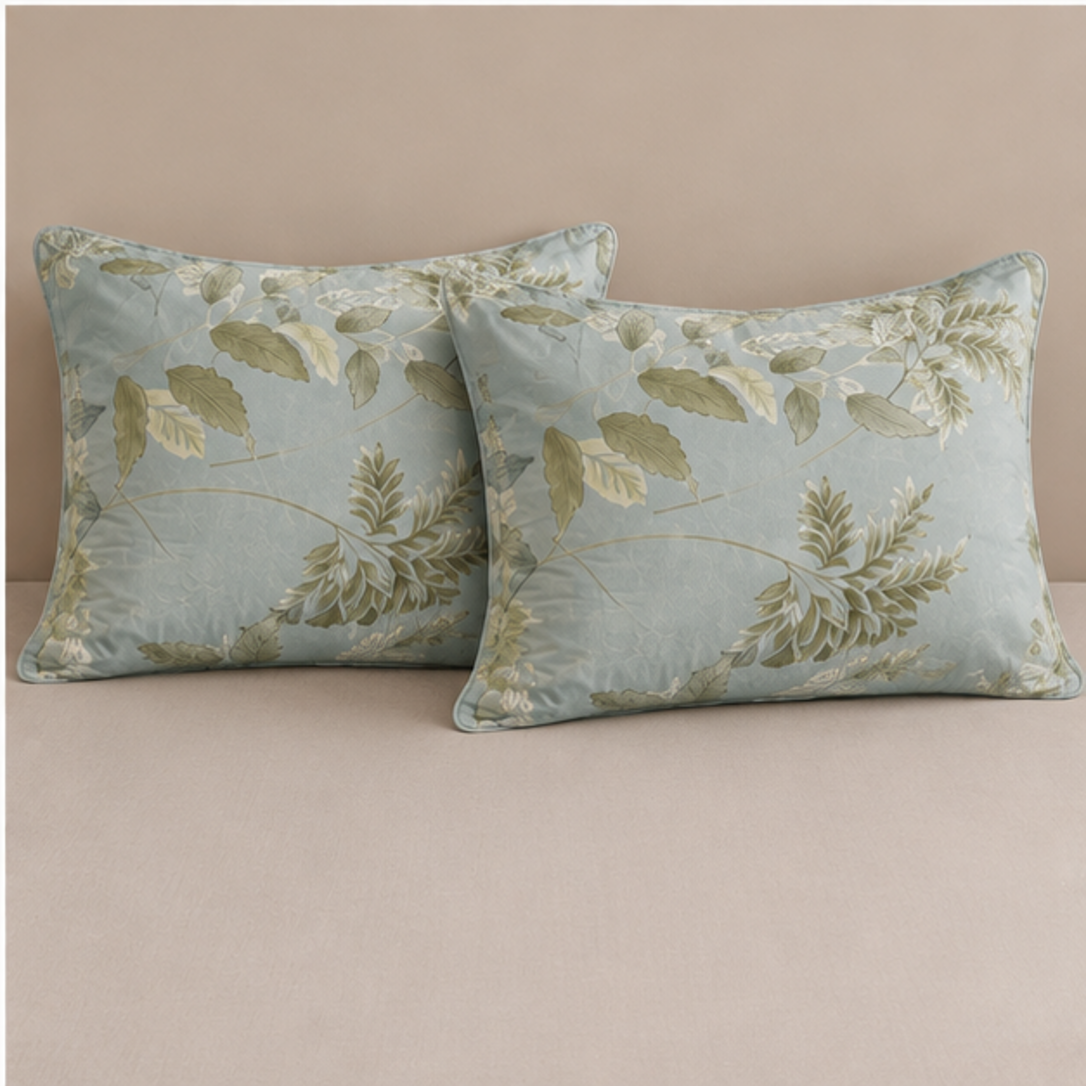 Aarniva Breathable Polyester Serene Botanica Comforter Set | King/Queen | 250 GSM | Ultra-Soft & Cozy | Mist Blue | 5-Piece Set