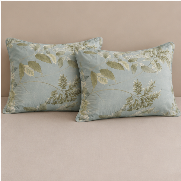 Aarniva Breathable Polyester Serene Botanica Comforter Set | King/Queen | 250 GSM | Ultra-Soft & Cozy | Mist Blue | 5-Piece Set