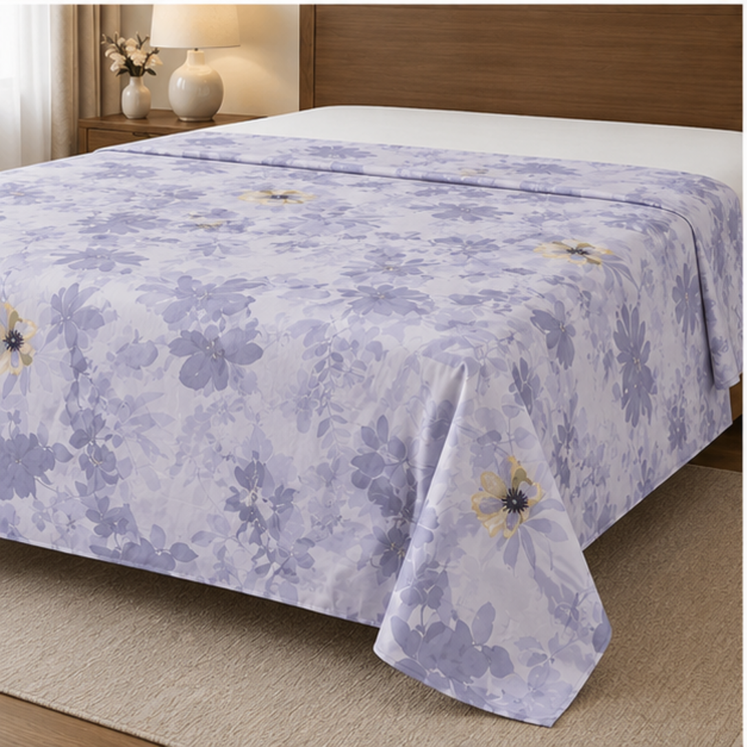 Aarniva Breathable Polyester Lavender Meadow Bloom Comforter Set | King/Queen | 250 GSM | Ultra-Soft & Cozy | Lavender Meadow | 5-Piece Set