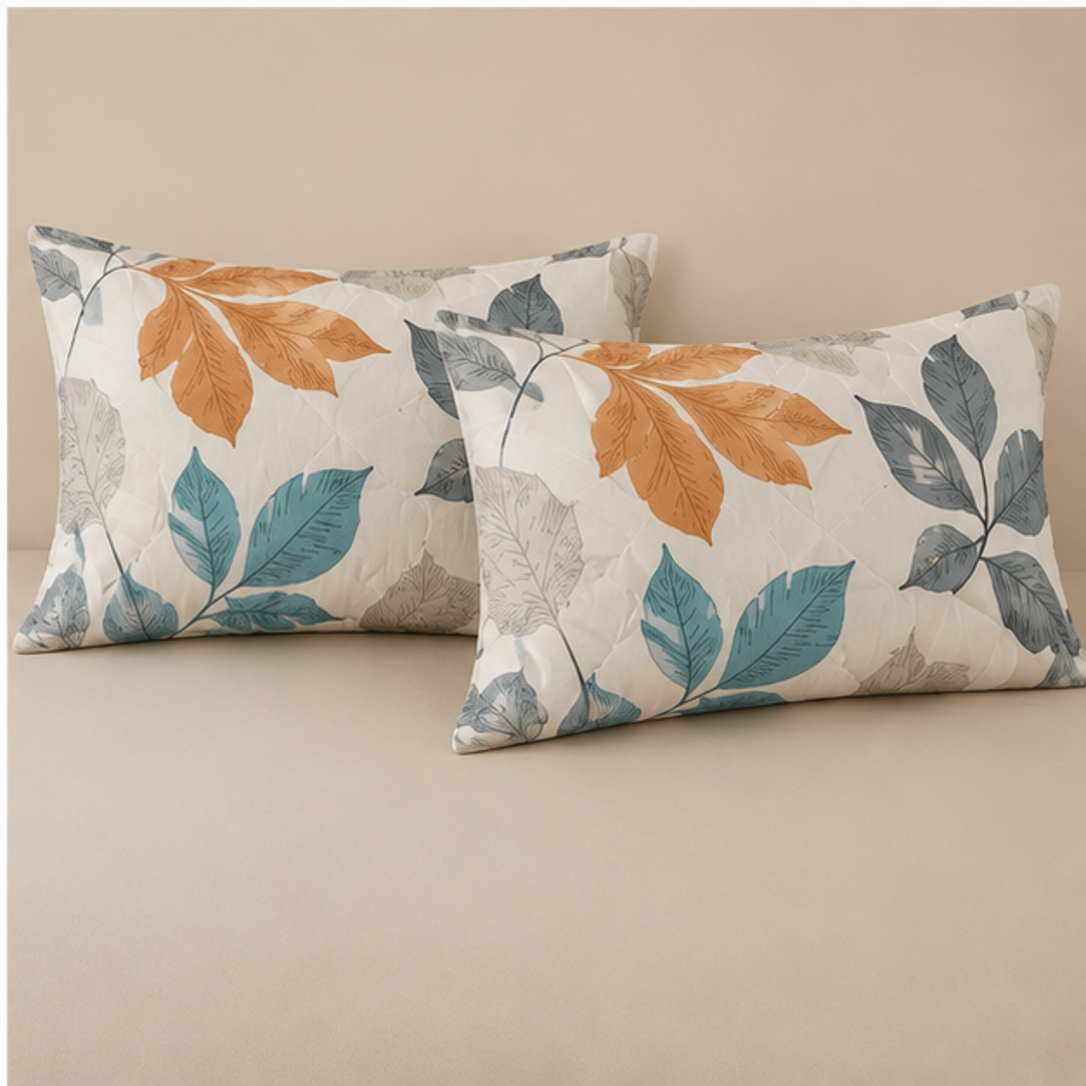 Aarniva Breathable Polyester Falling Leaves Comforter Set | King/Queen | 250 GSM | Ultra-Soft & Cozy | Warm Earth Tones | 5-Piece Set