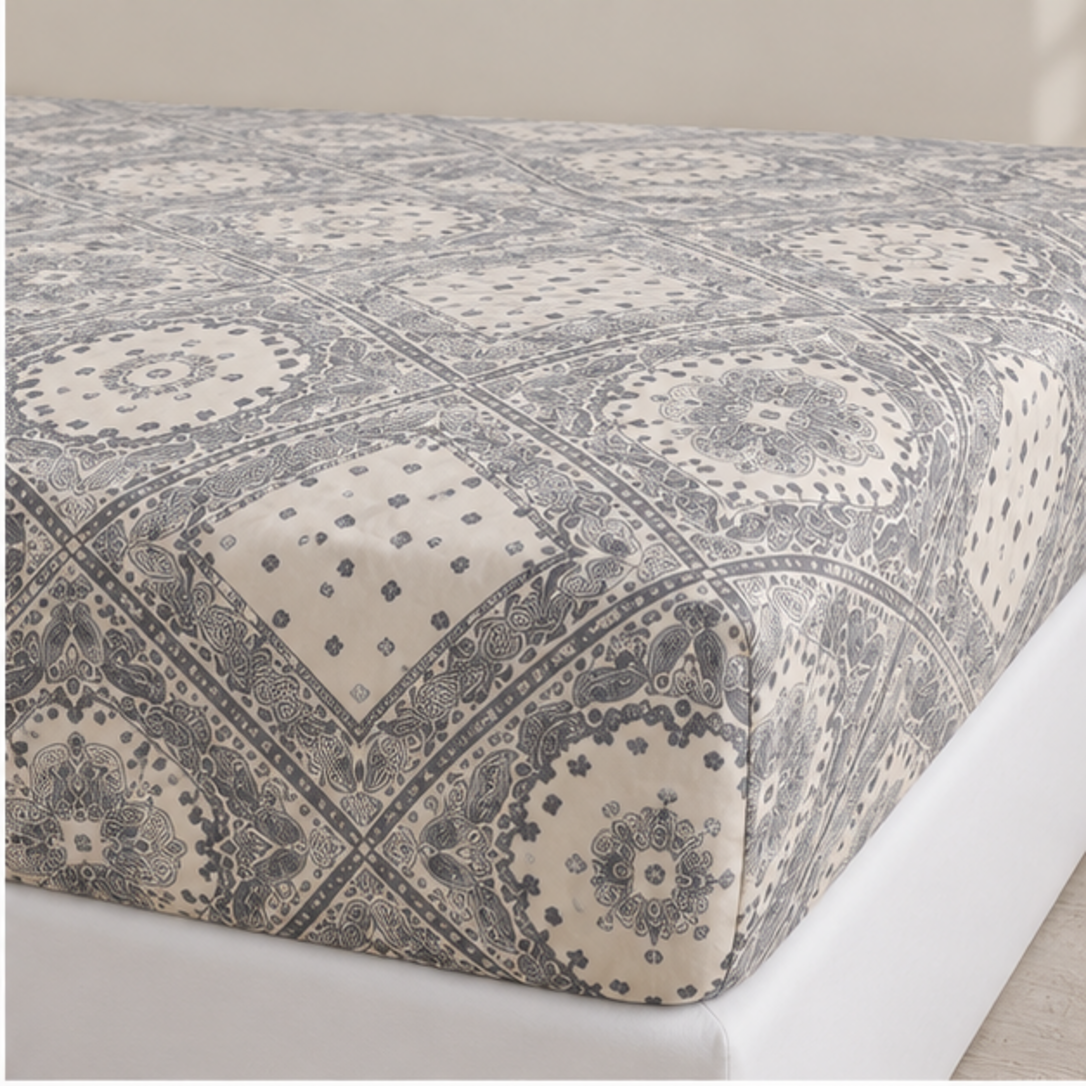 Aarniva Breathable Polyester Heritage Medallion Comforter Set | King/Queen | 250 GSM | Ultra-Soft & Cozy | Ivory Grey | 5-Piece Set