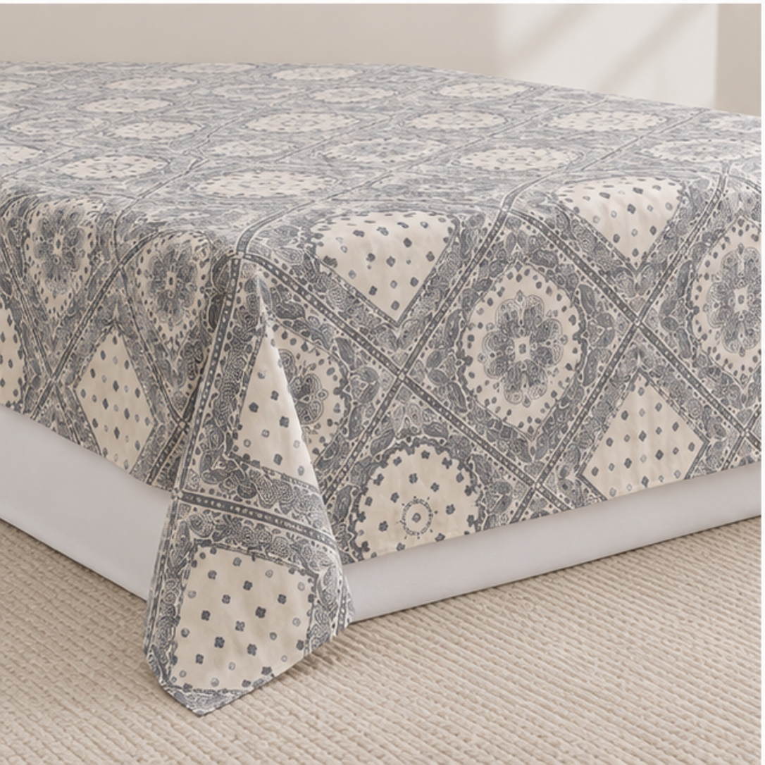 Aarniva Breathable Polyester Heritage Medallion Comforter Set | King/Queen | 250 GSM | Ultra-Soft & Cozy | Ivory Grey | 5-Piece Set