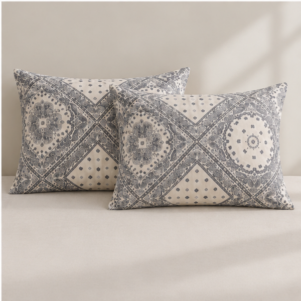 Aarniva Breathable Polyester Heritage Medallion Comforter Set | King/Queen | 250 GSM | Ultra-Soft & Cozy | Ivory Grey | 5-Piece Set