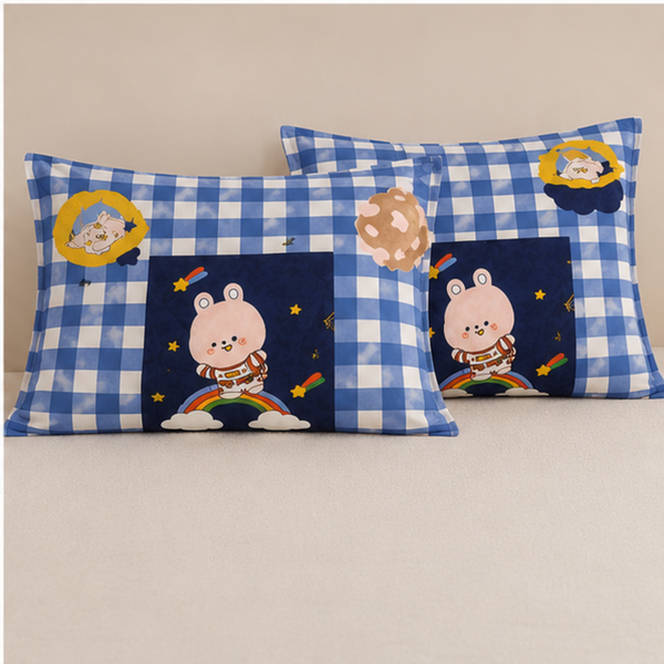 Aarniva Breathable Polyester Blue Space Kids Comforter Set| Double/Twin | 250 GSM | Ultra-Soft & Cozy |  Navy Blue | 5-Piece Set