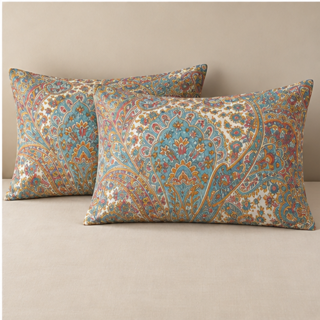 Aarniva Breathable Polyester Pastel Paisley Elegance Comforter Set | King/Queen | 250 GSM | Ultra-Soft & Cozy | Pastel Paisley | 5-Piece Set