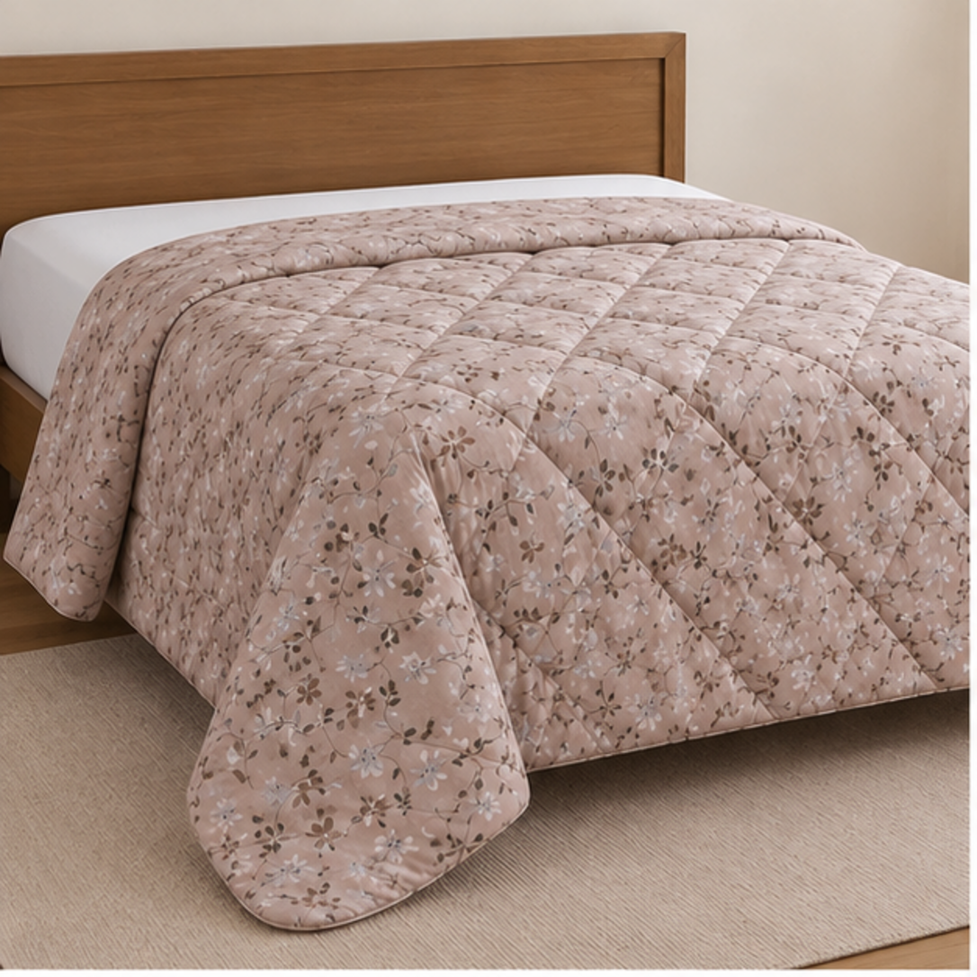 Aarniva Breathable Polyester Blush Meadow Vine Comforter Set | King/Queen | 250 GSM | Ultra-Soft & Cozy | Dusty Blush | 5-Piece Set
