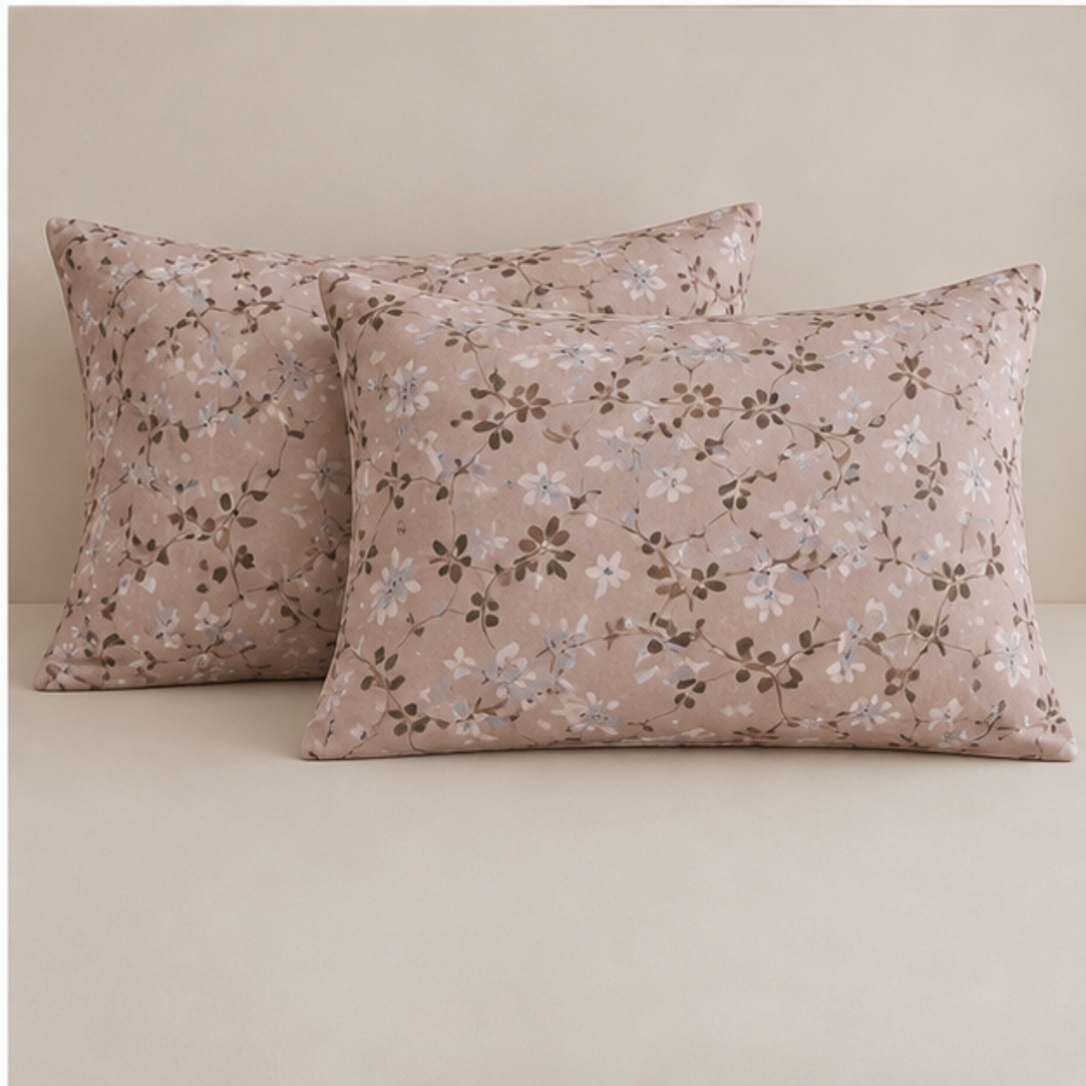 Aarniva Breathable Polyester Blush Meadow Vine Comforter Set | King/Queen | 250 GSM | Ultra-Soft & Cozy | Dusty Blush | 5-Piece Set