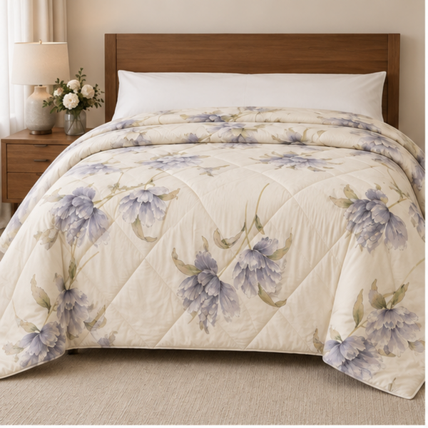Aarniva Breathable Polyester Lavender Bloom Garden Comforter Set | King/Queen | 250 GSM | Ultra-Soft & Cozy | Lavender Bloom | 5-Piece Set