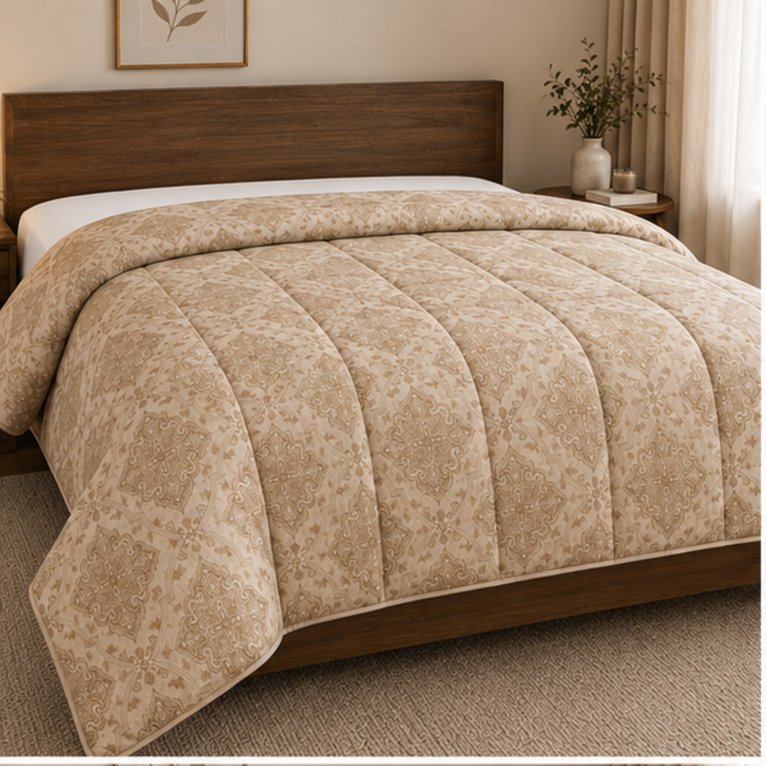 Aarniva Breathable Polyester Classic Taupe Comforter Set | King/Queen | 250 GSM | Ultra-Soft & Cozy | Warm Beige | 5-Piece Set