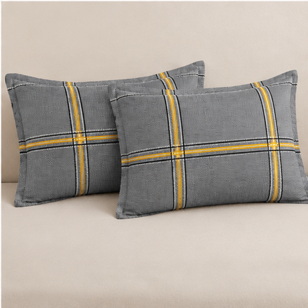 Aarniva Breathable Polyester Urban Plaid Comforter Set | King/Queen | 250 GSM | Ultra-Soft & Cozy | Deep Grey | 5-Piece Set