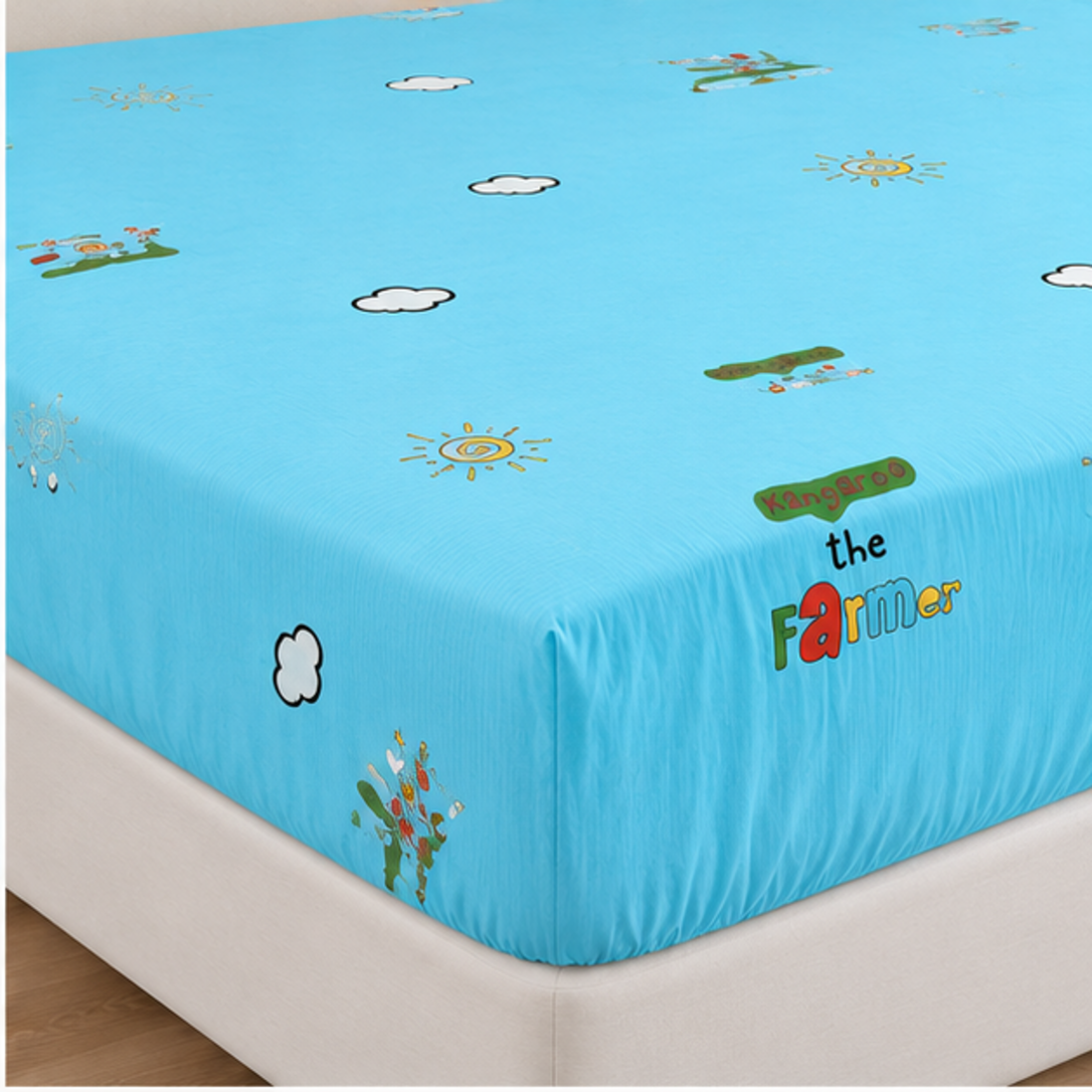 Aarniva Breathable Polyester Little Farmer Comforter Set | King/Queen | 250 GSM | Ultra-Soft & Cozy | Sky Blue | 5-Piece Set
