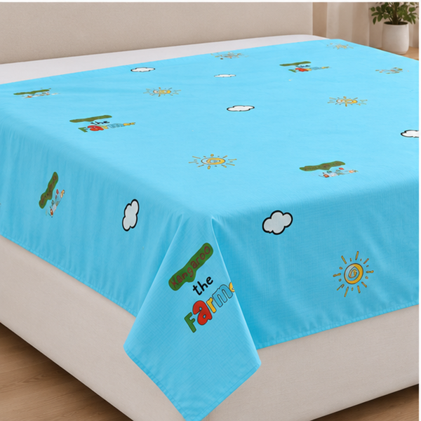 Aarniva Breathable Polyester Little Farmer Comforter Set | King/Queen | 250 GSM | Ultra-Soft & Cozy | Sky Blue | 5-Piece Set