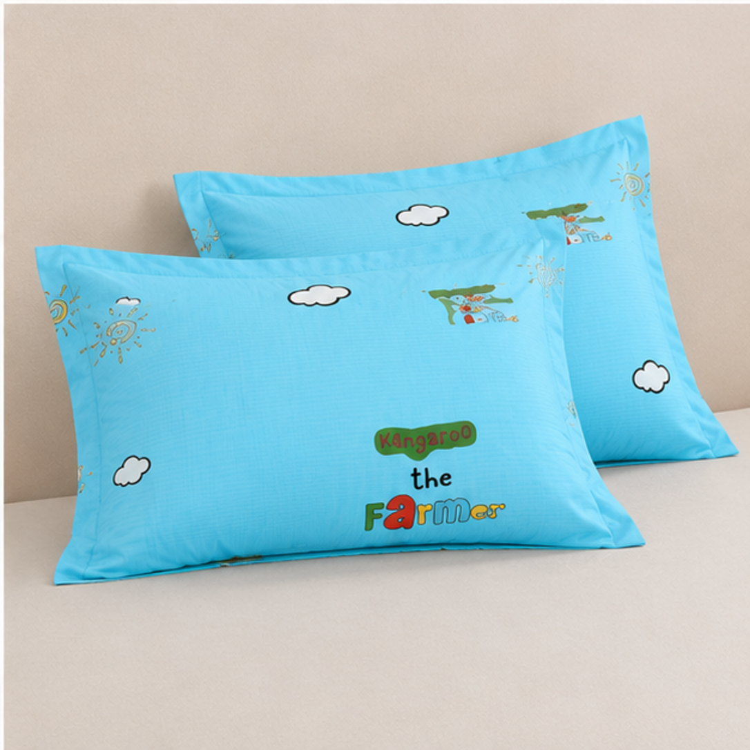 Aarniva Breathable Polyester Little Farmer Comforter Set | King/Queen | 250 GSM | Ultra-Soft & Cozy | Sky Blue | 5-Piece Set