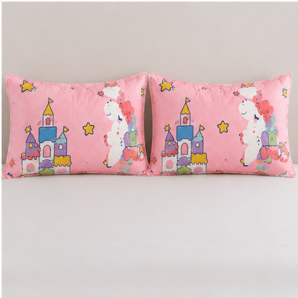 Aarniva Breathable Polyester Pink Unicorn & Rainbow Comforter Set | Double/Twin | 250 GSM | Ultra-Soft & Cozy | Pink Skies | 5-Piece Set