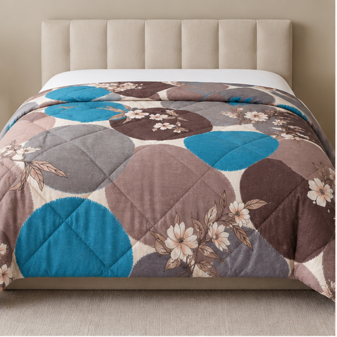 Aarniva Breathable Polyester Soft Meadow Blossom Comforter Set | King/Queen | 250 GSM | Ultra-Soft & Cozy | Pastel Floral | 5-Piece Set