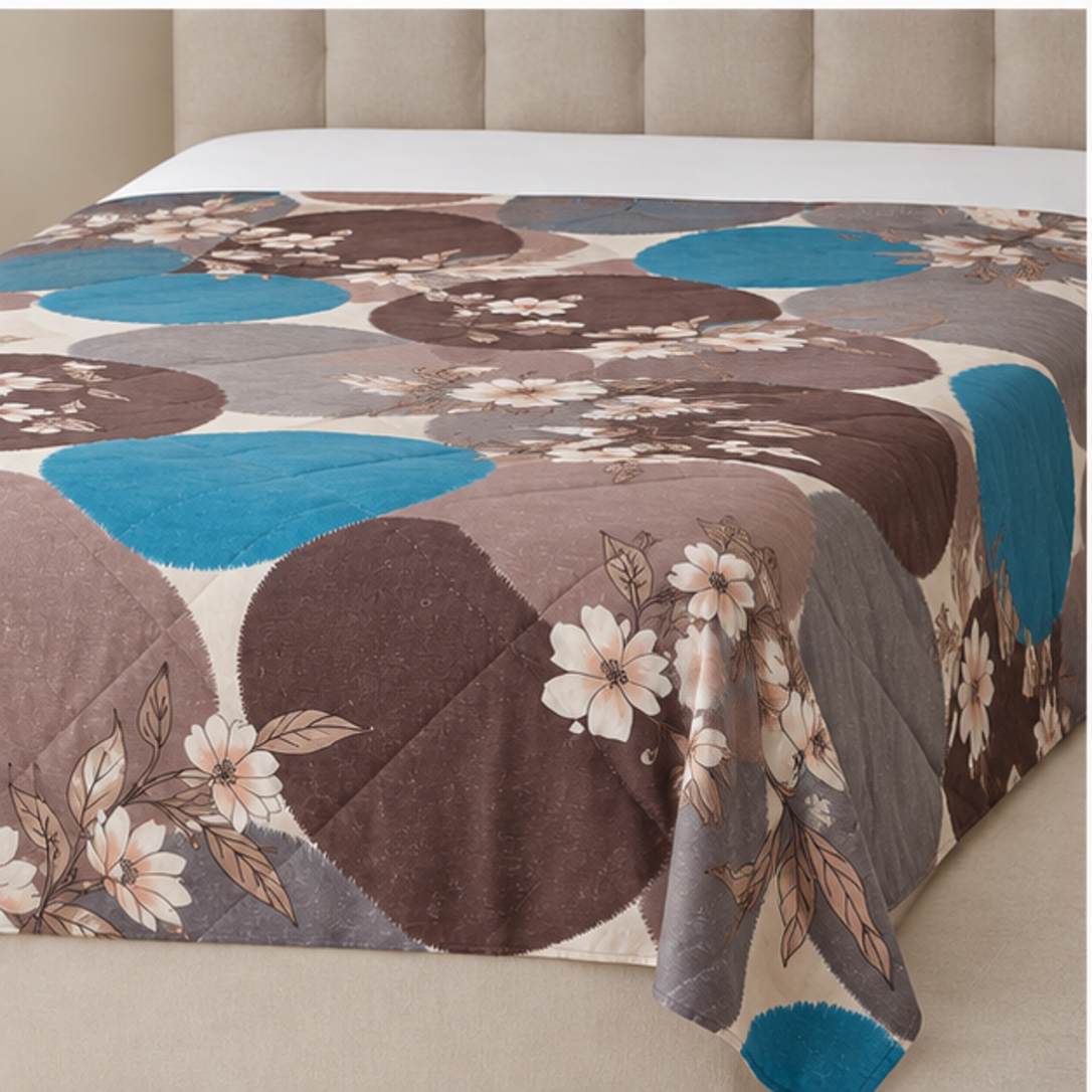 Aarniva Breathable Polyester Soft Meadow Blossom Comforter Set | King/Queen | 250 GSM | Ultra-Soft & Cozy | Pastel Floral | 5-Piece Set