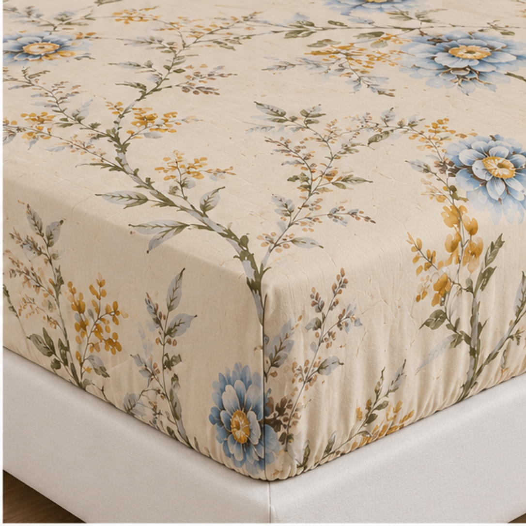 Aarniva Breathable Polyester Blue Meadow Comforter Set | King/Queen | 250 GSM | Ultra-Soft & Cozy | Classic Ivory | 5-Piece Set