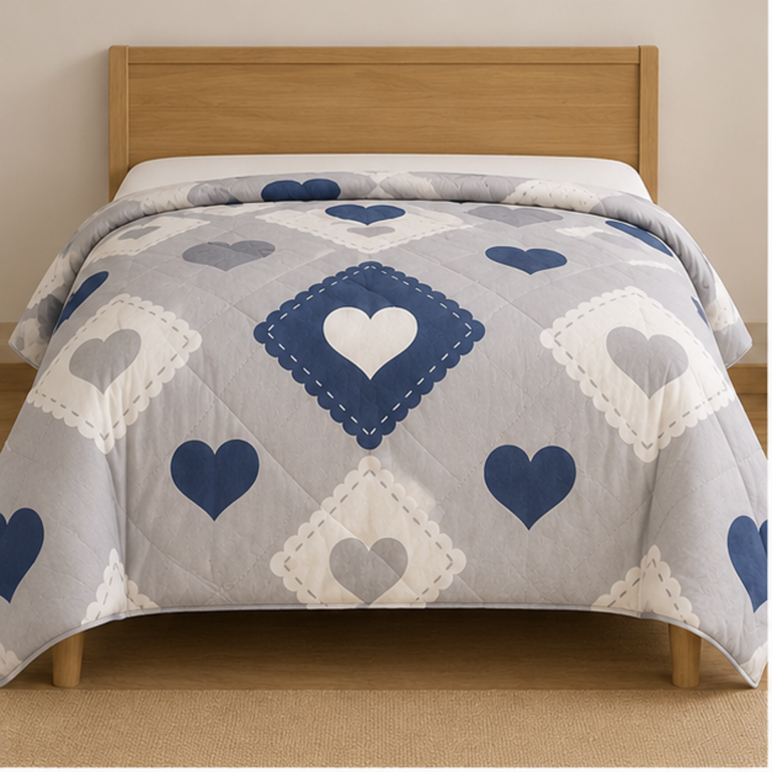Aarniva Breathable Polyester Teddy Love Comforter Set | King/Queen | 250 GSM | Ultra-Soft & Cozy | Soft Grey | 5-Piece Set