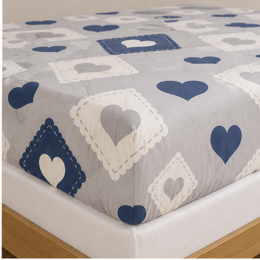 Aarniva Breathable Polyester Teddy Love Comforter Set | King/Queen | 250 GSM | Ultra-Soft & Cozy | Soft Grey | 5-Piece Set