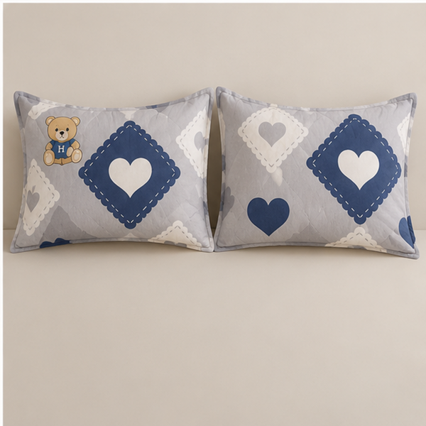 Aarniva Breathable Polyester Teddy Love Comforter Set | King/Queen | 250 GSM | Ultra-Soft & Cozy | Soft Grey | 5-Piece Set