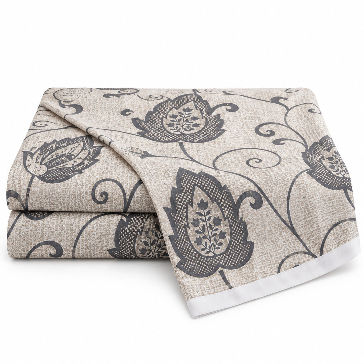 Aarniva 100% Cotton Botanical Paisley Bedsheet Set | King | Soft & Breathable | Cool Greige | 200 TC | 4-Piece Set