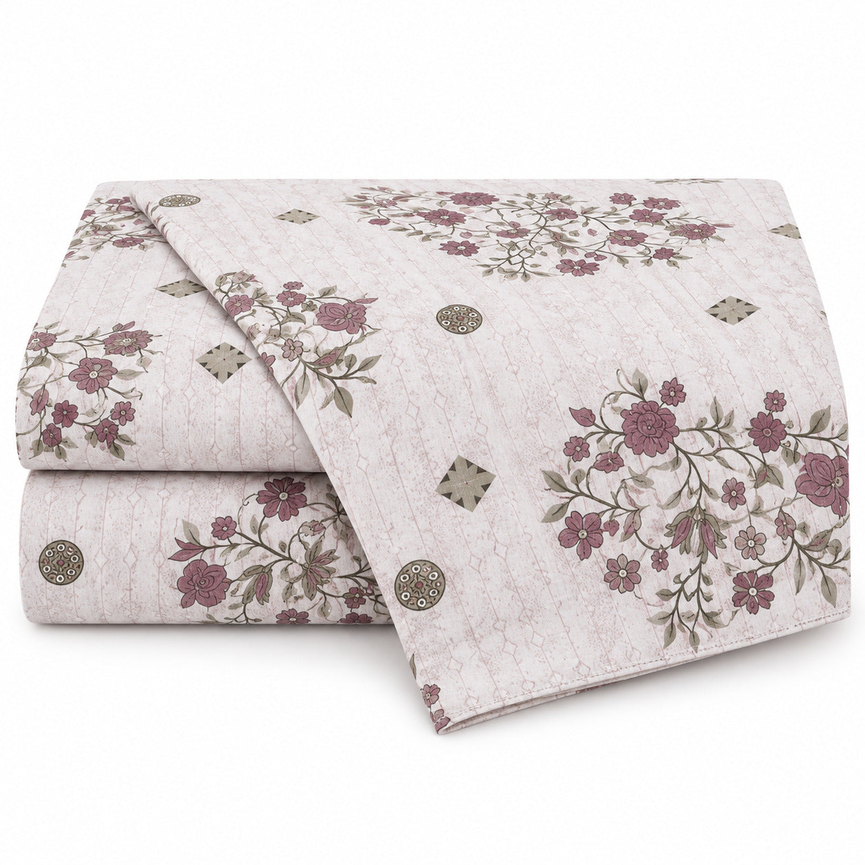 Aarniva 100% Cotton Floral Bouquet Bedsheet Set | King | Soft & Breathable | Antique Rose | 200 TC | 4-Piece Set