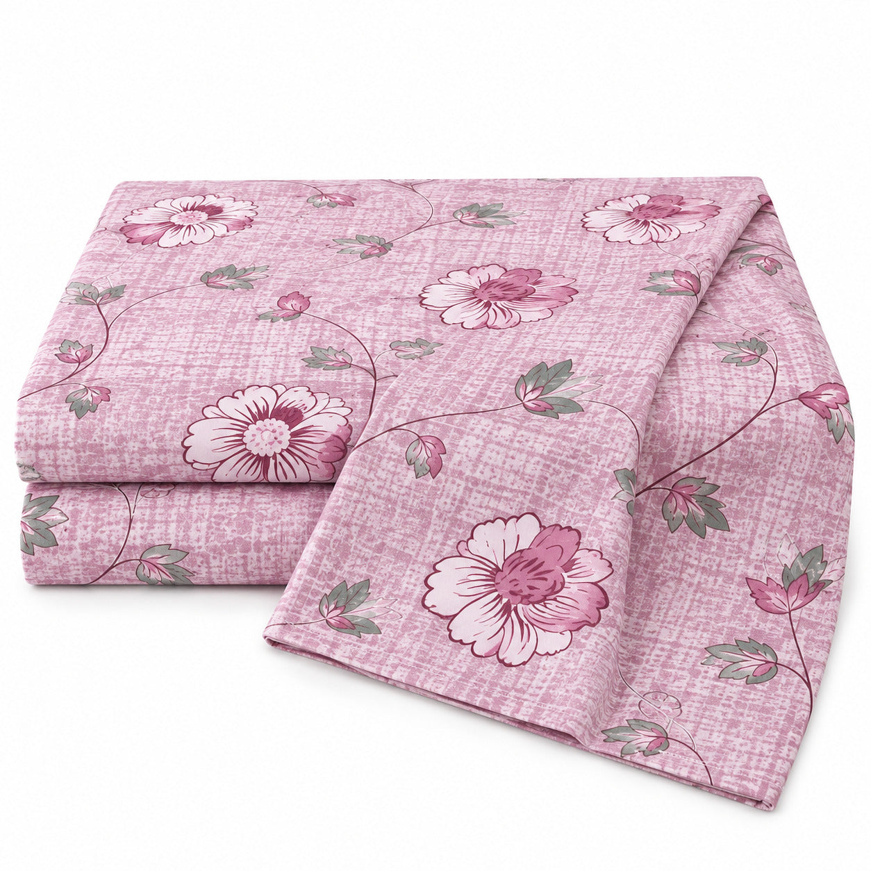 Aarniva 100% Cotton Blossom Vine Bedsheet Set | King | Soft & Breathable | Rose Blush | 200 TC | 4-Piece Set