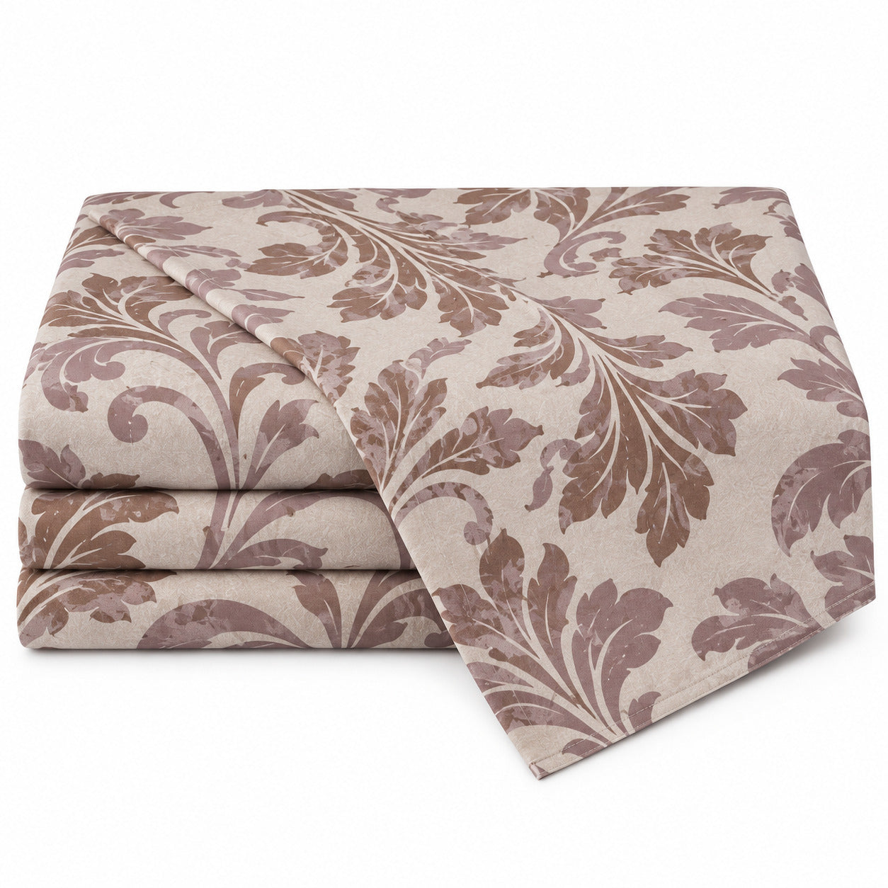 Aarniva 100% Cotton Two-Tone Damask Bedsheet Set | King | Soft & Breathable | Mocha Mauve | 200 TC | 4-Piece Set